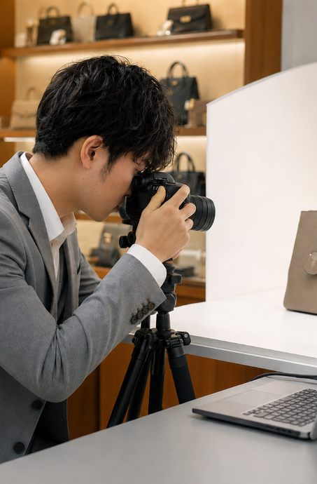 商品情報をパソコンへ入力するスタッフ